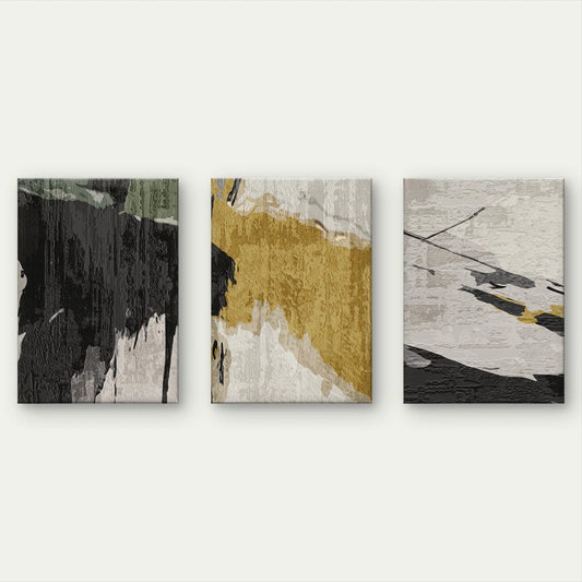 3pcs Modern Abstract Minimalist Textured Paint Wall Art Set Canvas Framed 50x70cm - High Quality Print 100% Australian Made Wall Canvas Ready to Hang