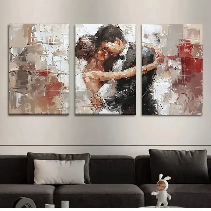 3pcs Colorful Abstract Wedding Couple Metal Print Ready to Hang Art