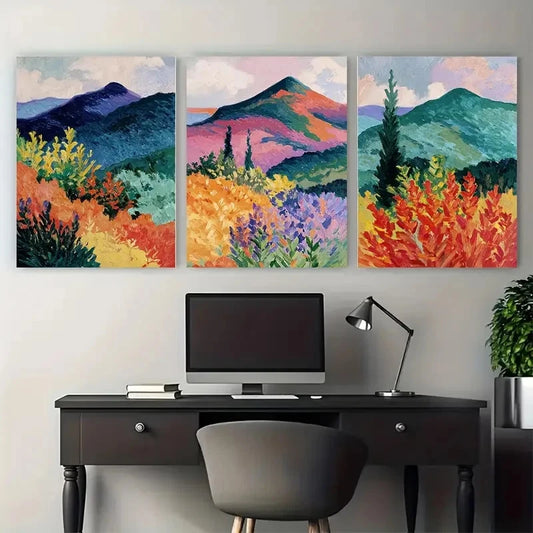 3pcs Andre Derain Mountains at Collioure Wall Art Set Canvas Framed 60x90cm - High Quality Print 100% Australian Made Wall Canvas Ready to Hang