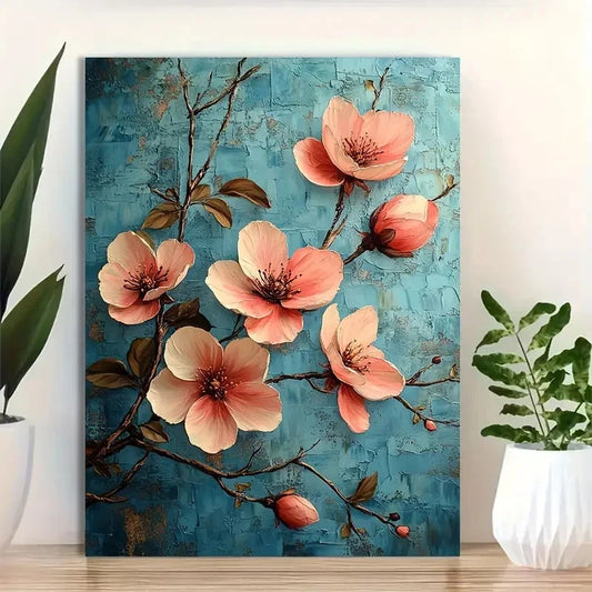 Beautiful Vintage Floral Abstract Painting 40x60cm Metal Print Ready to Hang