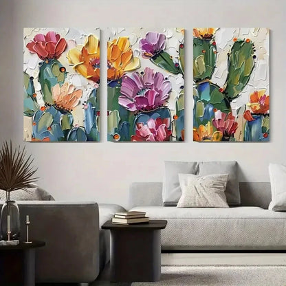 3pcs Abstract Floral & Cactus Modern Perfect  Wall Art Set Canvas Framed 40x60cm - High Quality Print 100% Australian Made Wall Canvas Ready to Hang