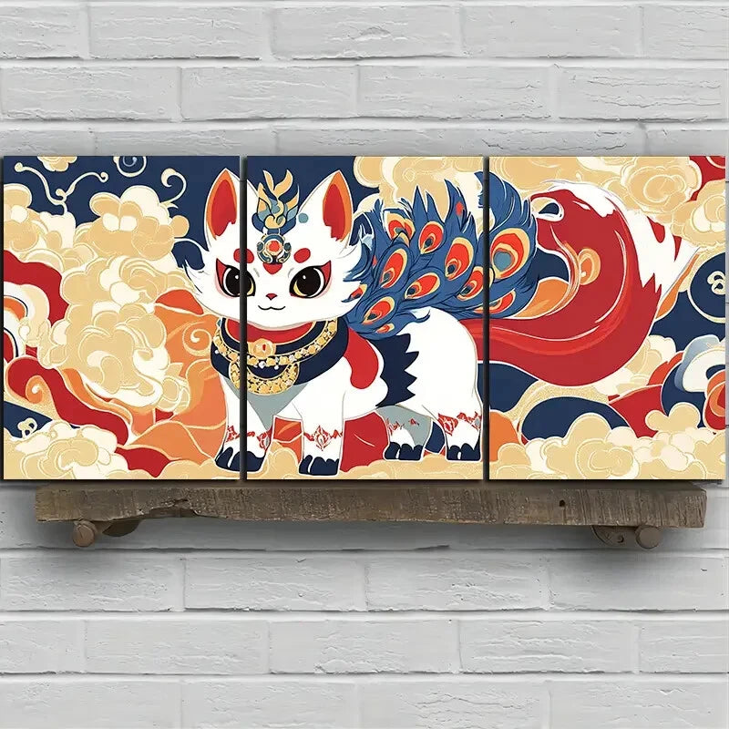 3pcs Animal Themed Beautiful Red Fox Metal Print Ready to Hang Art