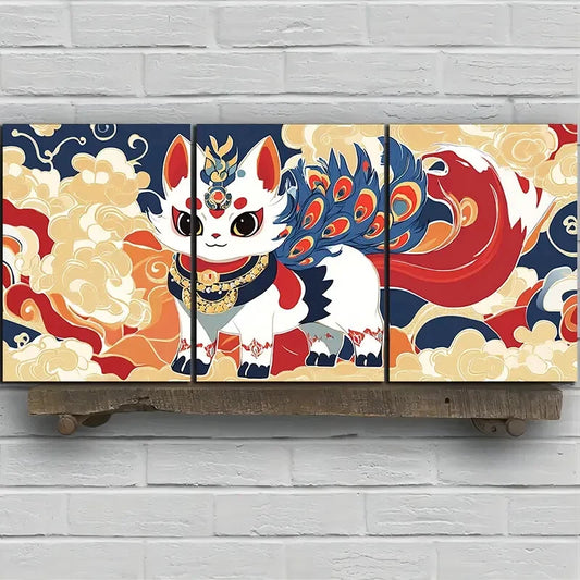 3pcs Animal Themed Beautiful Red Fox Metal Print Ready to Hang Art