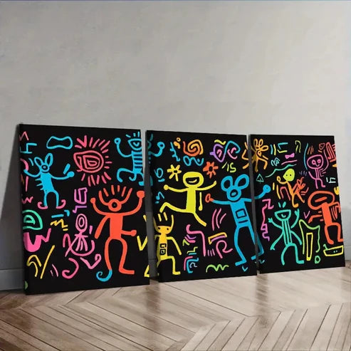 3pcs Surreal character graffiti Wall Art Set Canvas Unframed - High Quality Print 100% Australian Made Wall Canvas