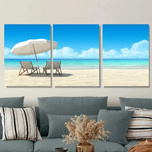 3pcs Beach Scene Ocean Metal Print Ready to Hang Art