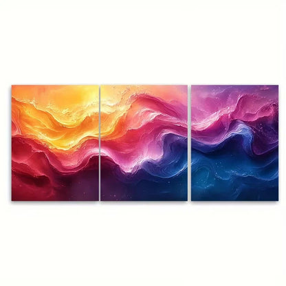 3pcs Vibrant Abstract Art Flowing Design Wall Art Set Canvas Framed 60x90cm - High Quality Print 100% Australian Made Wall Canvas Ready to Hang