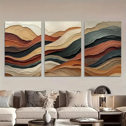 3pcs Abstract Layered Terrain Wall Art Metal Print Ready to Hang Art