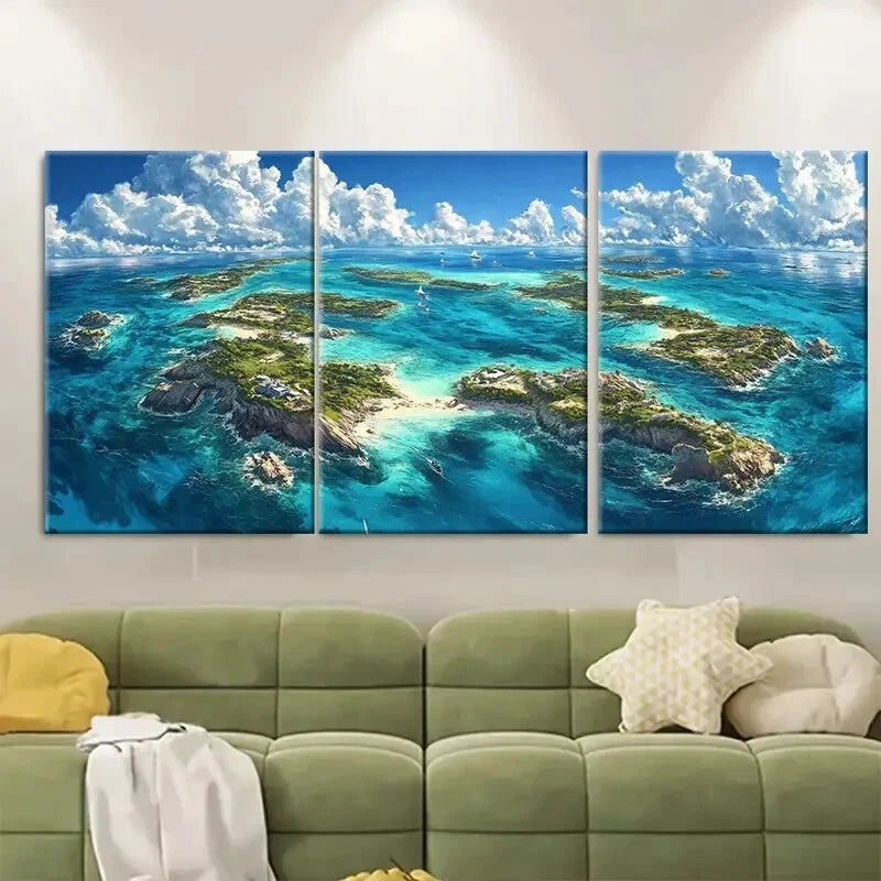3pcs Vibrant North Atlantic Ocean Scenery Metal Print Ready to Hang Art