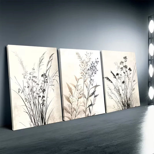 3pcs Featuring a Botanical and Floral Wall Art Set Canvas Framed 50x70cm - High Quality Print 100% Australian Made Wall Canvas Ready to Hang