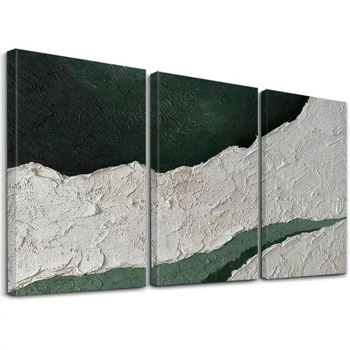3pcs Abstract Green & White Painting Wall Art Set Canvas Unframed - High Quality Print 100% Australian Made Wall Canvas
