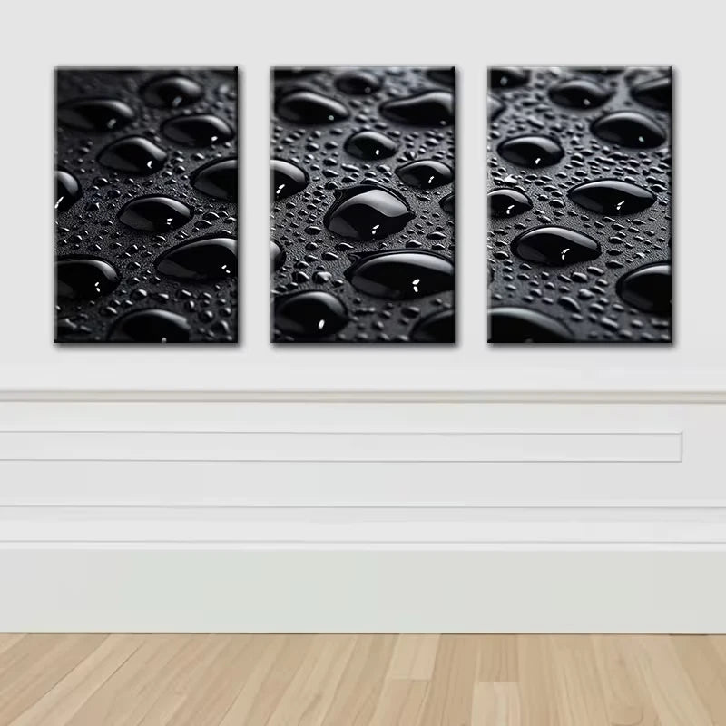 3pcs Black background Water Drop Wall Art Set Canvas Framed 50x70cm - High Quality Print 100% Australian Made Wall Canvas Ready to Hang