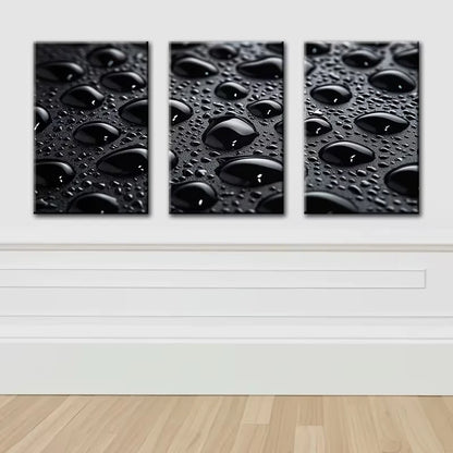 3pcs Black background Water Drop Wall Art Set Canvas Framed 50x70cm - High Quality Print 100% Australian Made Wall Canvas Ready to Hang