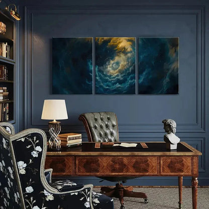 3pcs Moonlit Sky Celestial Clouds Starry Night Metal Print Ready to Hang Art