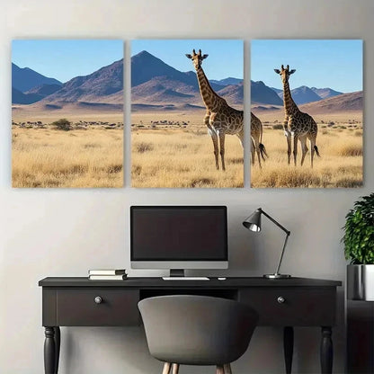 3pcs Namibia Safari Wildlife Nature Perfect Metal Print Ready to Hang Art