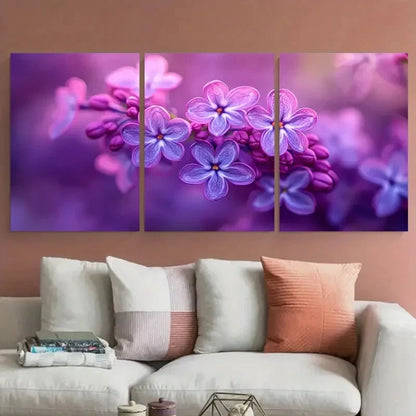 3pcs Elegant Serene Violet Lilac Floral Wall Art Set Canvas Framed 40x60cm - High Quality Print 100% Australian Made Wall Canvas Ready to Hang