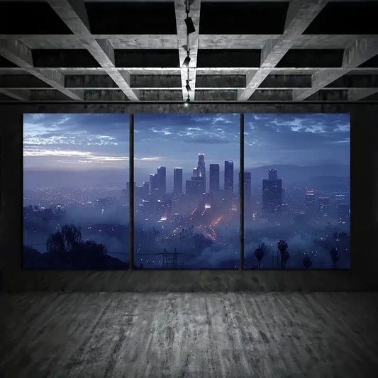 3pcs City Skyline Dusk Urban Landscape Metal Print Ready to Hang Art