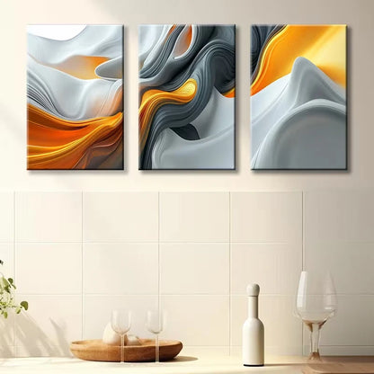 3pcs Modern Luxurious Abstract Swirl Art Wall Art Set Canvas Framed 50x70cm - High Quality Print 100% Australian Made Wall Canvas Ready to Hang