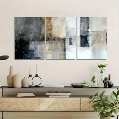3pcs Art Painting Old Wall with Dark Gray Tones Metal Print Ready to Hang Art