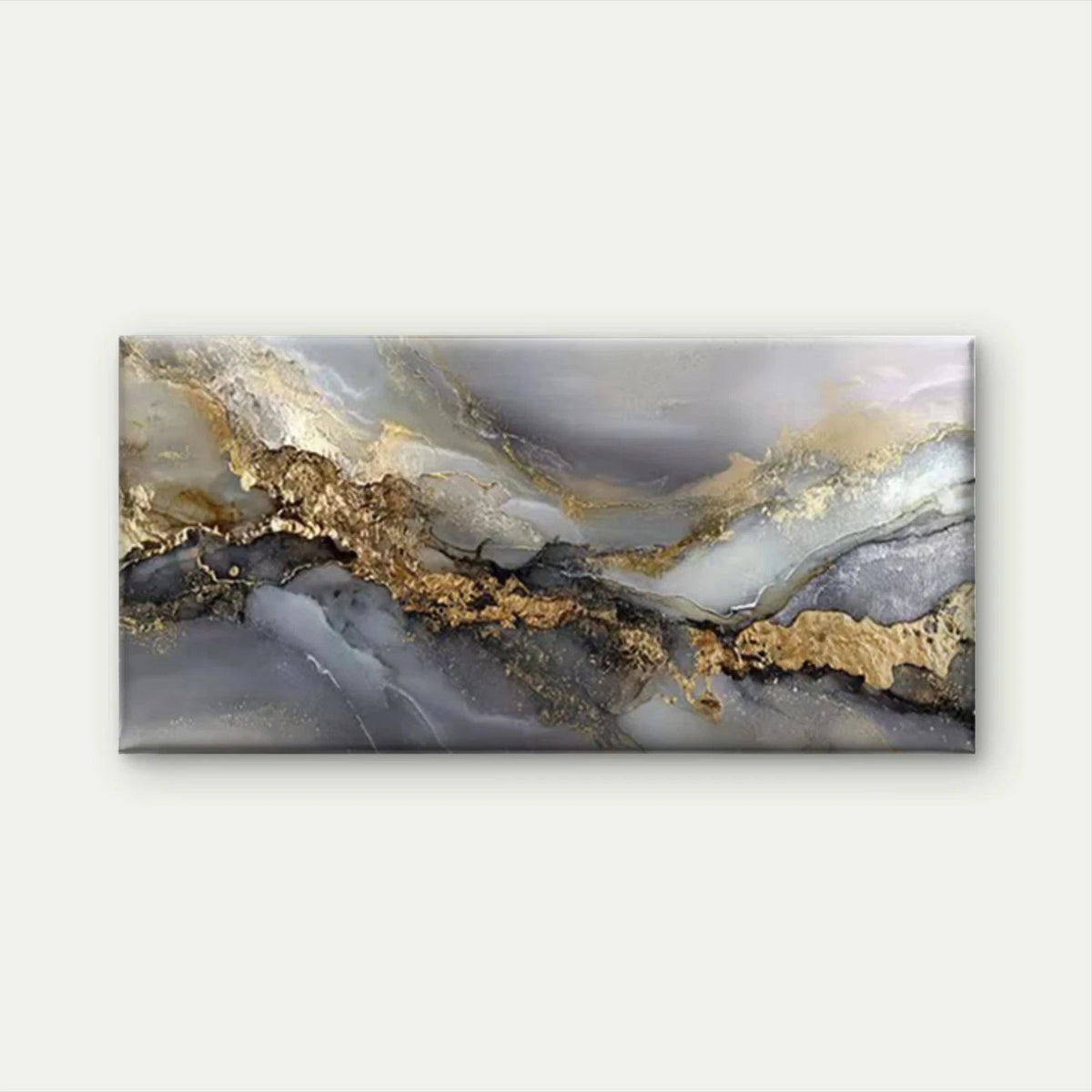Abstract Golden Leaf Painting Wall Art Canvas Office Home Room Framed 120x60cm