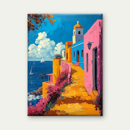 Puerto Rico Inspired Old San Juan Landscape  60x90cm Metal Print Ready to Hang