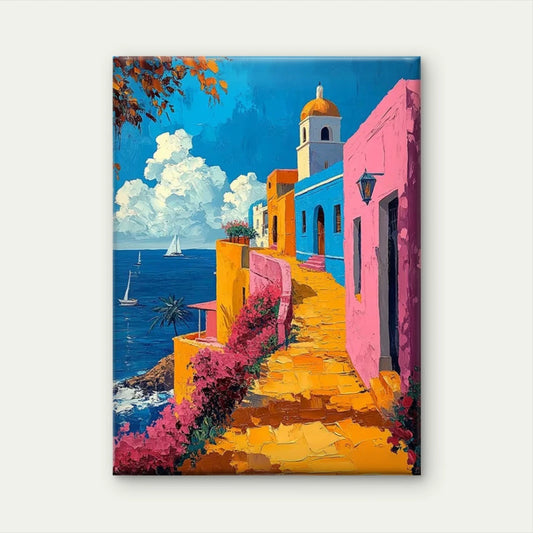 Puerto Rico Inspired Old San Juan Landscape  60x90cm Metal Print Ready to Hang