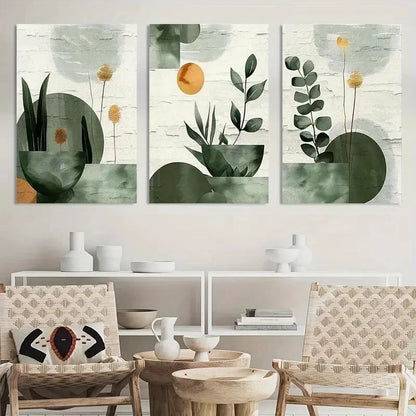 3pcs Painting Boho Wall Art Printing Metal Print Ready to Hang Art