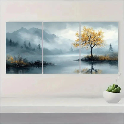 3pcs Minimalist Landscape Neutral Nature Painting Metal Print Ready to Hang Art