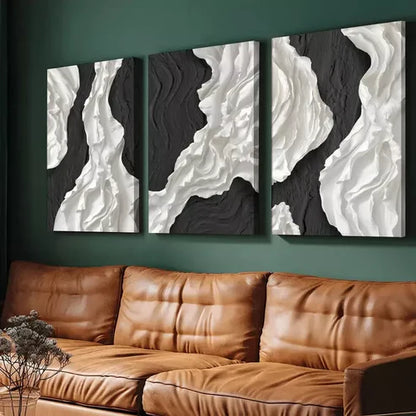 3pcs Abstract Black and White Wall Art Canvas Framed 60x90cm - High Quality Print 100% Australian Made Wall Canvas Ready to Hang