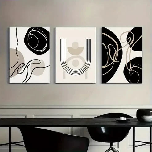 3pcs Abstract Mid Century Modern Boho Wall Art Canvas Framed 60x90cm - High Quality Print 100% Australian Made Wall Canvas Ready to Hang