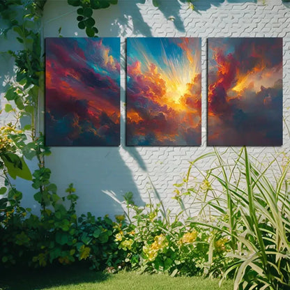 3pcs Vibrant Stunning Nebula Illustration Metal Print Ready to Hang Art
