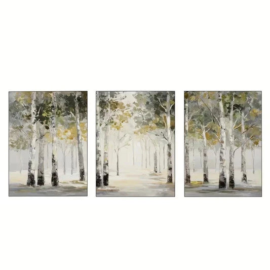 3pcs Botanical Natural Pine Trees Metal Print Ready to Hang Art