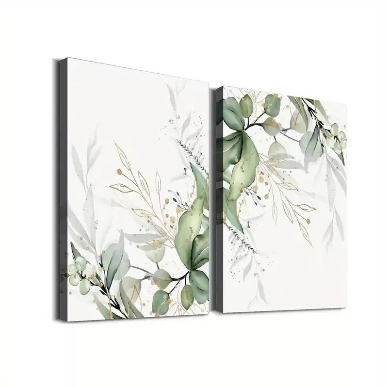 2pcs Set Modern Minimalist Leaf Botanical Framed 50x75cm - High Quality Print 100% Australian Made Wall Canvas Ready to Hang