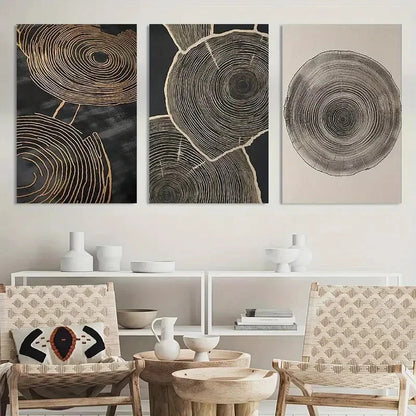3pcs Painting Tree Ring Wall Art Tree Ring Metal Print Ready to Hang Art