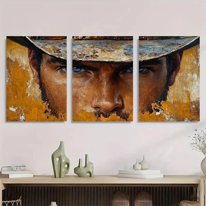 3pcs Warm Brown Golden Black Large Metal Print Ready to Hang Art
