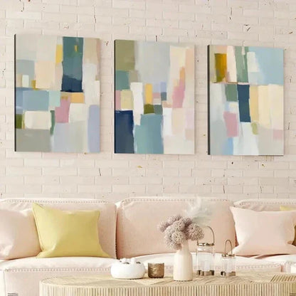 3pcs Geometric Design Decor Brush Strokes Wall Art Canvas Unframed - High Quality Print 100% Australian Made Wall Canvas
