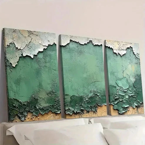 3pcs Wabi Sabi Green Abstract Wall Art Set Canvas Unframed – High Quality Print 100% Australian Made Wall Canvas