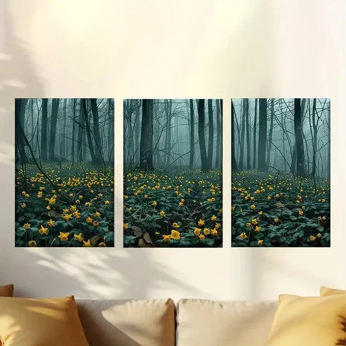 3pcs Colorful and Vivid Yellow Flowers Wall Art Canvas Unframed - High Quality Print 100% Australian Made Wall Canvas