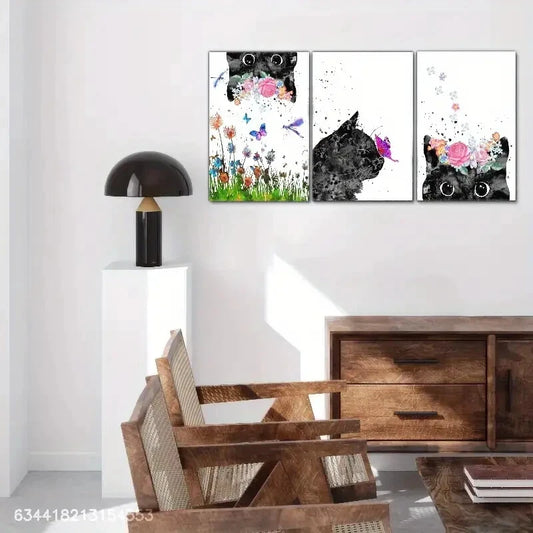 3pcs Plant and Animal Decoration Poster Animal Metal Print Ready to Hang Art