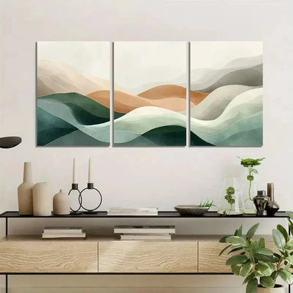3pcs Abstract Watercolor Landscape Poster Metal Print Ready to Hang Art