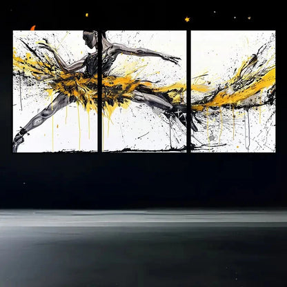 3pcs Ballet Dancer with Splashes Texture Metal Print Ready to Hang Art