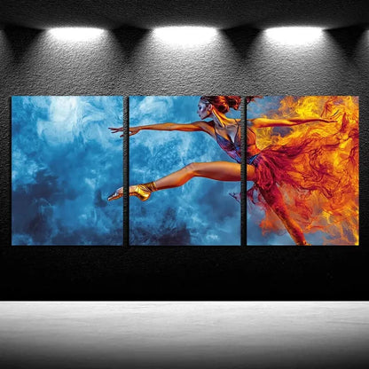 3pcs Vibrant Charming Dancing Girl Modern Design Metal Print Ready to Hang Art