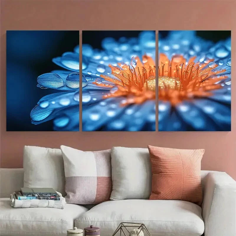 3pcs Dandelion with Water Droplets Photography Metal Print Ready to Hang Art