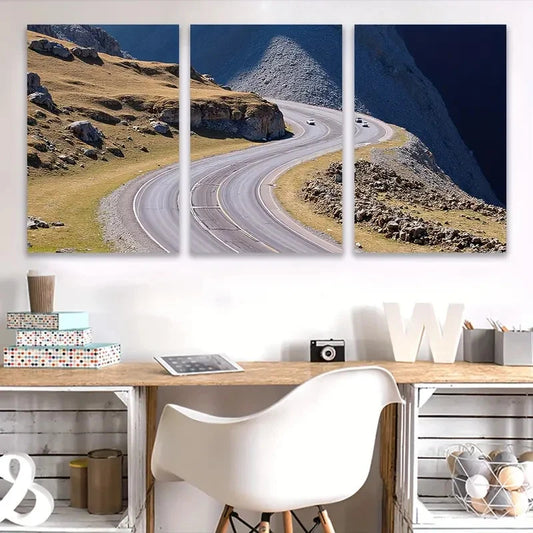 3pcs Sydney to Melbourne Mountain Road Wall Art Set Canvas Framed 40x60cm - High Quality Print 100% Australian Made Wall Canvas Ready to Hang