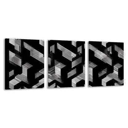 3pcs Black & White Abstract Arrow Decor  Wall Art Set Canvas Framed 60x90cm - High Quality Print 100% Australian Made Wall Canvas Ready to Hang