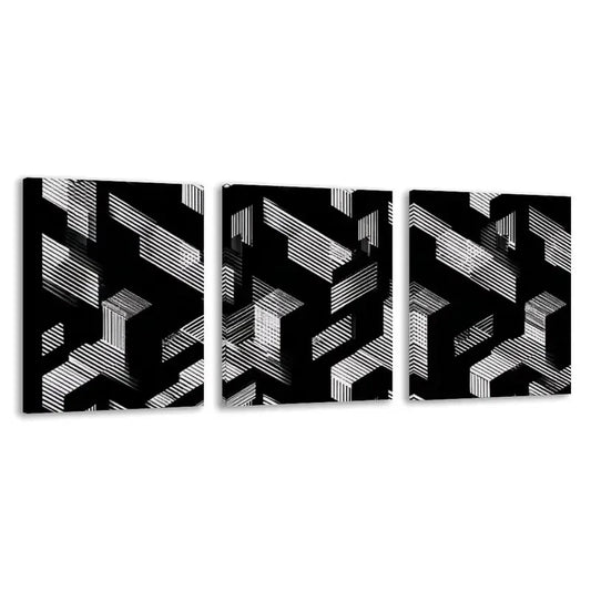 3pcs Black & White Abstract Arrow Decor  Wall Art Set Canvas Framed 60x90cm - High Quality Print 100% Australian Made Wall Canvas Ready to Hang