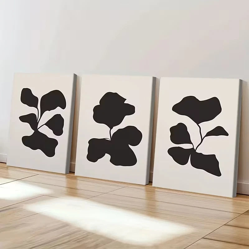 3pcs Abstract Black & Beige Modern Decor Wall Art Set Canvas Framed 40x60cm - High Quality Print 100% Australian Made Wall Canvas Ready to Hang