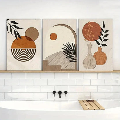 3pcs Abstract Geometric Painting Art Prints Metal Print Ready to Hang Art