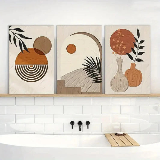 3pcs Abstract Geometric Painting Art Prints Metal Print Ready to Hang Art