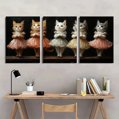 3pcs Vintage Cat Whimsical Victorian Metal Print Ready to Hang Art