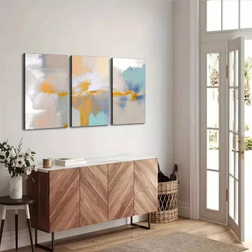 3pcs Modern Minimalist Art Of Smudges Of Color Canvas Framed 60x90cm - High Quality Print 100% Australian Made Wall Canvas Ready to Hang